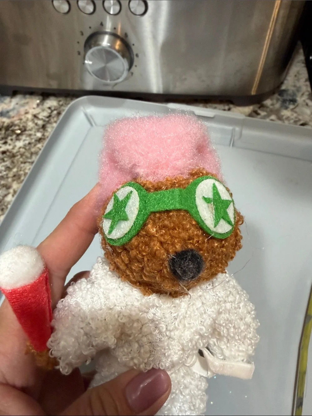 Ashland Plush Bath Doll in White Robe with Pink Head Wrap and Red Accessory